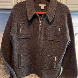 Eagle Eye Grey Wool Zip Up Sweater/Jacket Womens XL